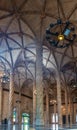 VALENCIA, SPAIN, JUNE 17, 2019: The hall of columns inside of Lonja de la Seda building in Valencia, Spain Royalty Free Stock Photo