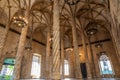 VALENCIA, SPAIN, JUNE 17, 2019: The hall of columns inside of Lonja de la Seda building in Valencia, Spain Royalty Free Stock Photo