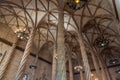 VALENCIA, SPAIN, JUNE 17, 2019: The hall of columns inside of Lonja de la Seda building in Valencia, Spain Royalty Free Stock Photo