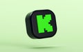 Valencia, Spain - June, 2023: isolated Kick app icon floating on green background in 3D rendering. Kick is a new live streaming