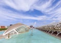 Panoramic view of City of Arts and Sciences. Hemisferic, Bridge, he Agora. City of Arts and