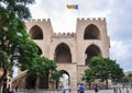 Valencia, Spain - 30 June 2018: Serrans Towers and Gate (Torres de Serranos) in Valencia