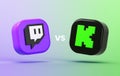 Valencia, Spain - June, 2023: Twitch VS Kick app icons face to face. Kick is a new live streaming and video platform as an