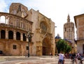 Valencia, Spain: La Seu Cathedral Valencia and the bell tower El Miguelete Royalty Free Stock Photo