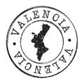 Valencia Spain Map Postmark. Silhouette Postal Passport. Stamp Round Vector Icon. Vintage Postage Design.