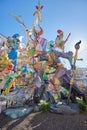 Crowd at Las Fallas de Valencia, Falla Exposicio-Misser Masco. Ninot. First winning work of the special prize of fallas