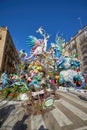 Crowd at Las Fallas de Valencia, Falla Exposicio-Misser Masco. Ninot. First winning work of the special prize of fallas