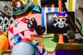 Valencia, Spain - March 16, 2019: Detail of a Falla infantil, a pirate ship