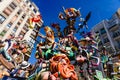 Valencia, Spain - March 16, 2019: Detail of the Ninots, cardboard dolls of a child Falla during the Valencian festivals exposed in