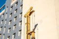 Valencia, Spain - March 5, 2020: A heavy construction machinery, vertical drilling rig, on a construction site in a city