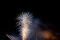 Valencia, Spain - March 1, 2019: Vertical fireworks over black sky with lots of space for text