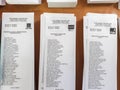 Valencia, Spain - May 26, 2019: Ballot papers with the names of the candidates in the Spanish municipal elections, with the logo