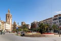 Plaza de la Reina in Valencia, Spain, with the cathedral and bell tower in the distance