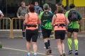 VALENCIA, SPAIN - NOVEMBER 20, 2016: Women running funny t-shirt don`t follo me I`m lost marathon, November 20, 2016 in