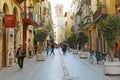 VALENCIA, SPAIN - NOVEMER 28, 2019: Carrer dels Serrans street, Valencia, Spain