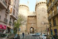 VALENCIA, SPAIN - NOVEMER 27, 2019: view of Torres de Quart an old gate in Valencia, Spain