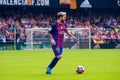 Leo Messi plays at the La Liga match between Valencia CF and FC Barcelona at Mestalla Royalty Free Stock Photo