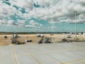 several aircraft, including a Boeing plane of the Ryanair airline at Manises airport in Valencia, cloudy