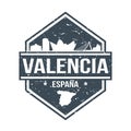 Valencia Spain Travel Stamp Icon Skyline City Design Tourism.