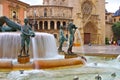 Valencia, the Turia fountain and cathedral