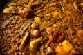 Valencian Paella with chicken and rabbit Royalty Free Stock Photo