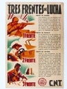 Valencian poster of the CNT `Three fronts of struggle`. Spanish civil war