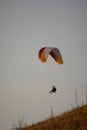 Arges Romania April 5, 2022: evening training of some skydiving enthusiasts at sunset