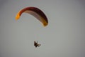 Arges Romania April 5, 2022: evening training of some skydiving enthusiasts at sunset