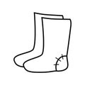 Valenki icon outline. National Russian winter shoes used for walking in the snow. Warm felt boots made of rolled wool. Royalty Free Stock Photo