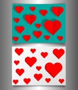 Set Valentine`s day or Mother`s day banners, vintage bright red cards laser cutting style and paper cut red hearts. Valentine card Royalty Free Stock Photo