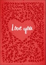 Valentin card with lettering i love you.