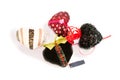 Valentin . Hearts, embroidery, beadwork. Isolated on white.