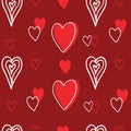Valentin`s red heart pattern. Seamless background Royalty Free Stock Photo