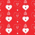 Valentin`s red heart pattern. Seamless background Royalty Free Stock Photo