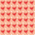 Valentin`s red heart pattern. Seamless background Royalty Free Stock Photo