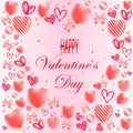 Vector greetings card with hearts and inscription Valentine`s day