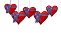 Valentine or 4th of July Hearts border Royalty Free Stock Photo