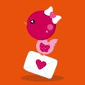 Valentine Animals Bird Ribbon Letter Heart 03 Royalty Free Stock Photo