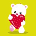 Valentine Animals White Bear Heart 05