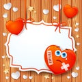 Valentine background with broken heart and label Royalty Free Stock Photo