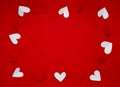 Valentine background with copy space concept, red and white hearts on red backgrounds. Valentine Card design Royalty Free Stock Photo