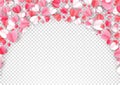 Valentine background, mother day heart frame. Rose or red love anniversary banner template, pink and white border with Royalty Free Stock Photo