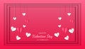 valentine background in paper art cut style with hanging hearts and copy space. valentine illustration. vector valentine design Royalty Free Stock Photo