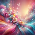 Valentine abstract Background waves flowers angels butterflies Royalty Free Stock Photo