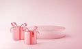 Valentine Background Stage Mockup Pink Gift Box 3D Rendering