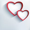 Valentine background with two stylish 3d hearts