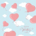 Valentine Balloons in the Form of Heart on Sky Background