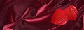 Valentine banner with red velvet hearts