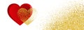 Valentine banners with hearts and golden glittering background - Facebook cover, -vector