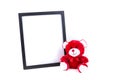 Valentine bear with a black picture frame